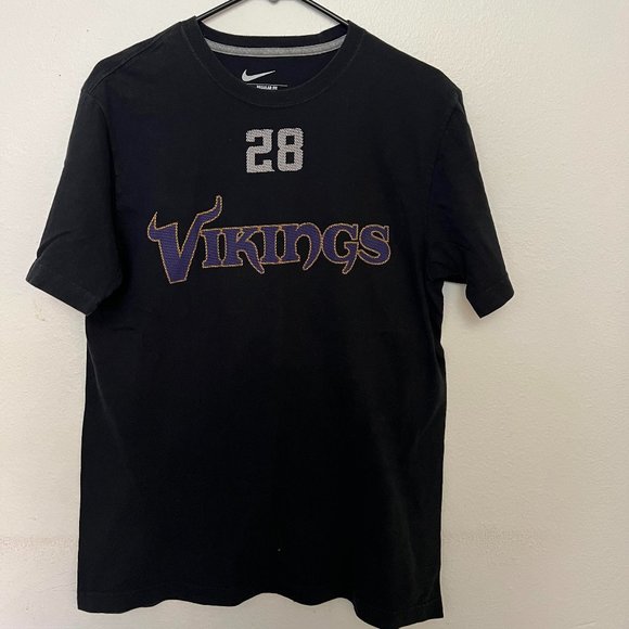 Men's Nike Black Minnesota Vikings Team Peterson 28 Regular Fit T Shirt M - Picture 2 of 10